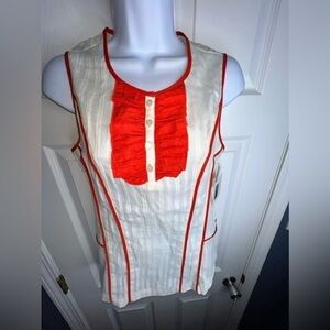 NWT Richard Chai For Target Women’s Medium Cream Orange Ruffle Blouse Top M
